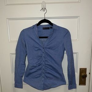 NY&C Cinched Front Button Up Blouse